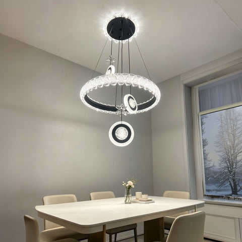 Qulik Black Crystal Orbit Ring Hanging Light (QL-2533HL)