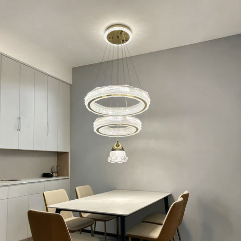 Qulik Gold Crystal Double Ring Bell Hanging Light (QL-2535HL)
