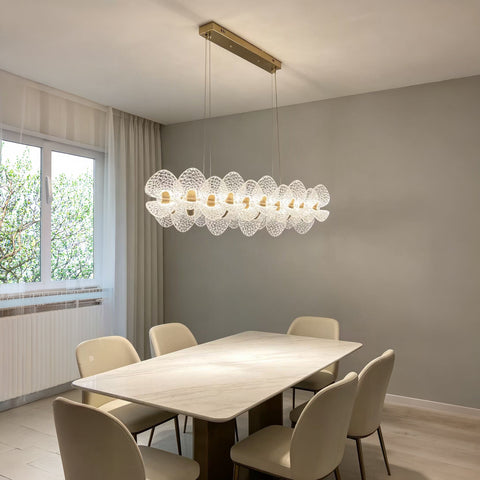 Qulik Gold Crystal Lotus Petal Linear Hanging Light (QL-2536HL)