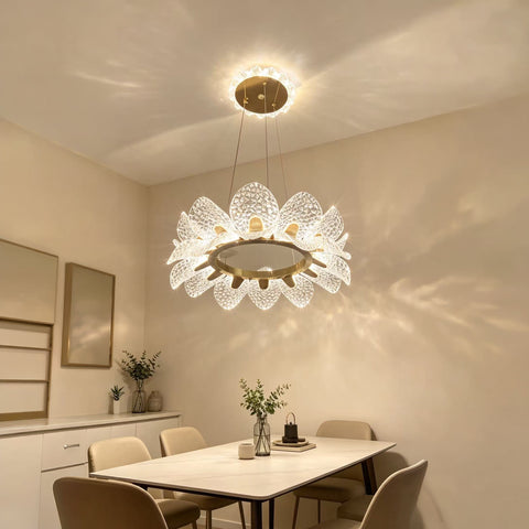 Qulik Gold Crystal Lotus Petal Hanging Light (QL-2537HL)