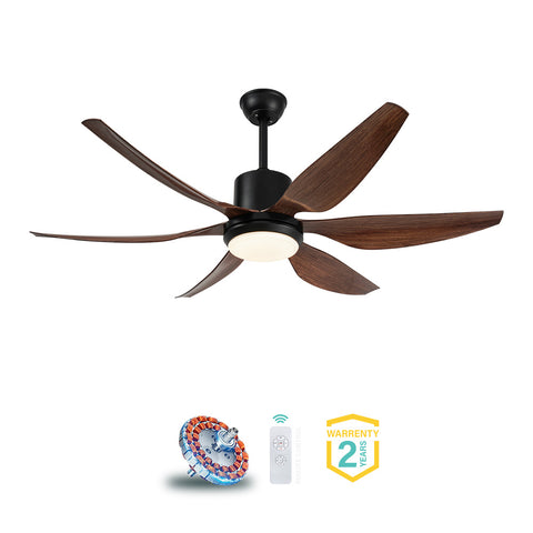 Qulik Silex 54"- Modern Decorative Silent ABS Blade Under light with Remote Ceiling Fan (Dark Wood Grain) Q-6506-DW