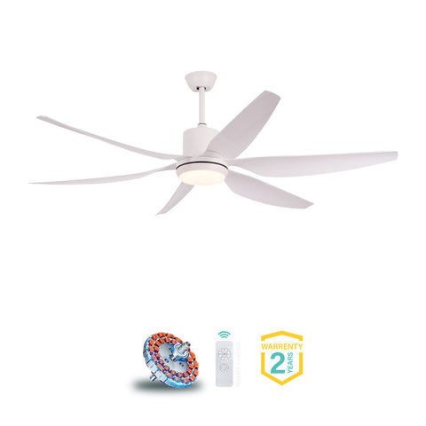 Qulik Silex 54"- Modern Decorative Silent ABS Blade Under light with Remote Ceiling Fan (White) Q-6506-W