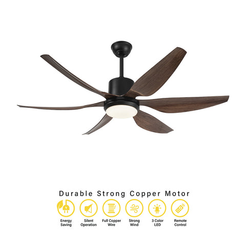 Qulik Silex 54"- Modern Decorative Silent ABS Blade Under light with Remote Ceiling Fan (Light Wood) Q-6506-LW