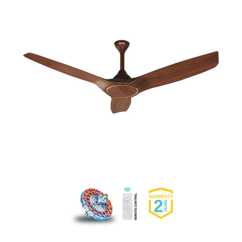 Qulik Aerovane 52" Modern Decorative Silent ABS Blade Remote Ceiling Fan (Dark-Wood ) Q-6572-DW