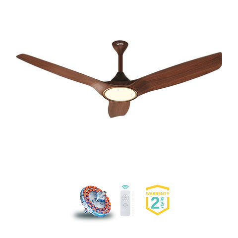 Qulik Aerovane 52" Modern Decorative Silent ABS Blade Remote Under Light Ceiling Fan (Dark Wooden) Q-6572-DW-UL