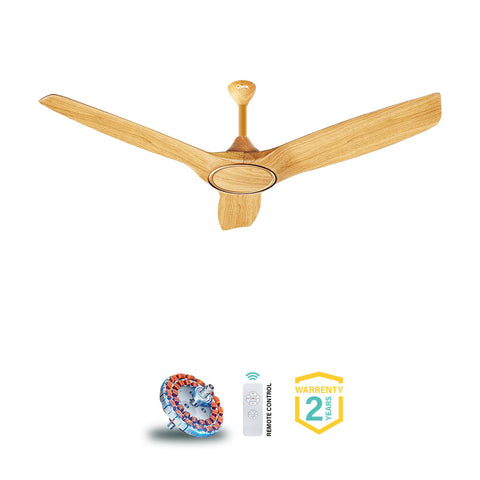 Qulik Aerovane 52" Modern Decorative Silent ABS Blade Remote Ceiling Fan (Light-Wood ) Q-6572-LW