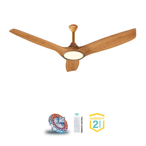 Qulik Aerovane 52" Modern Decorative Silent ABS Blade Remote Under Light Ceiling Fan (Light Wood) Q-6572-LW-UL