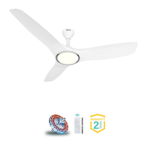 Qulik Aerovane 52" Modern Decorative Silent ABS Blade Remote Under Light Ceiling Fan (White ) Q-6572-W-UL